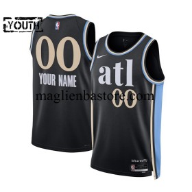 Maglia NBA Atlanta Hawks Personalizzate 2023-2024 Nike City Edition Nero Swingman - Bambino
